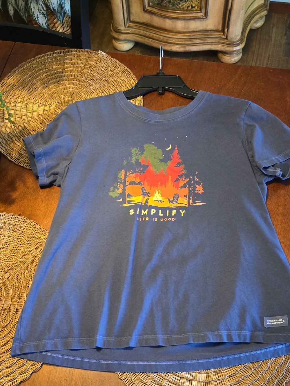 Life Is Good Blue Simplify Campfire Graphic Tee